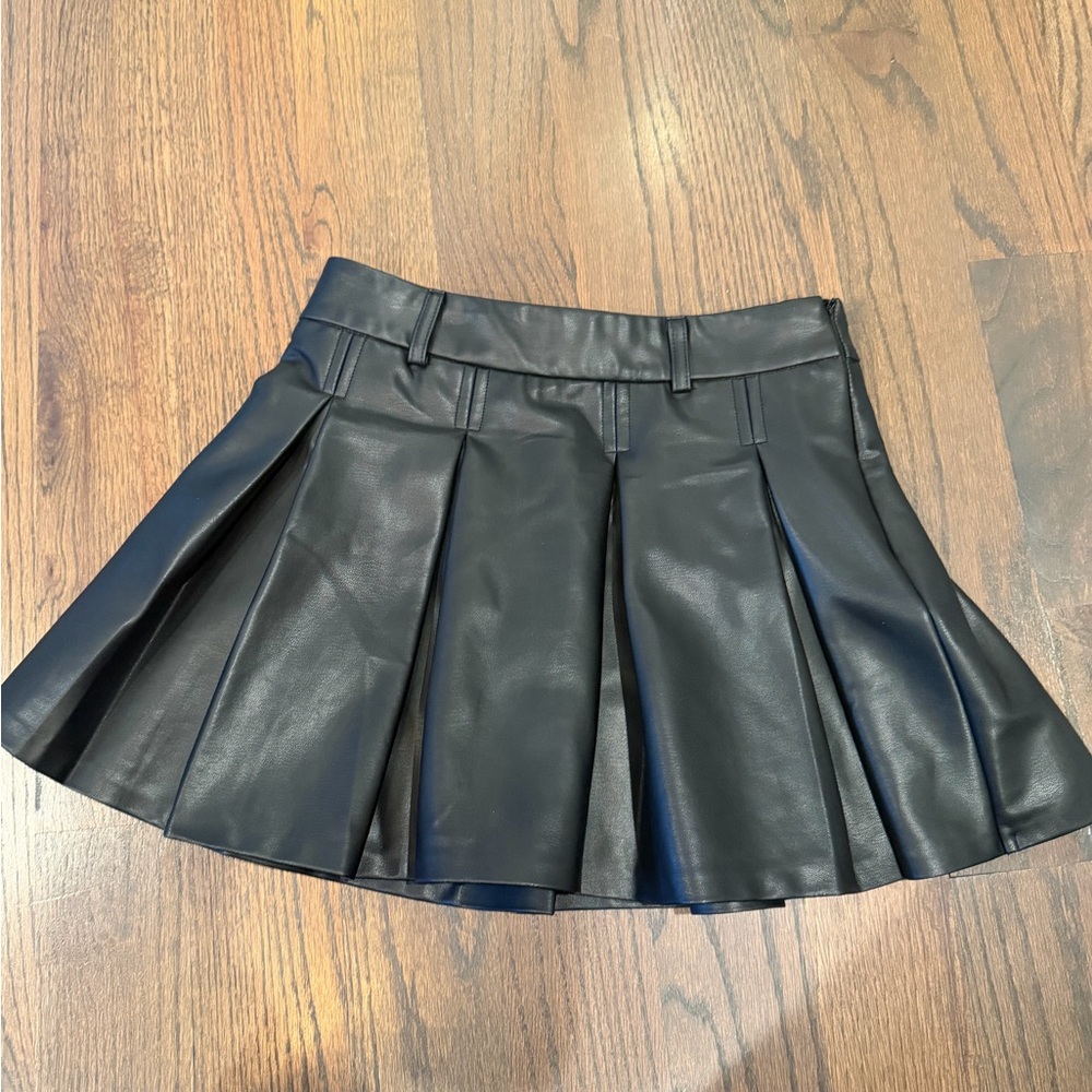Zara Kids sz 11/12 Black Faux Leather Mini Skirt-NEW